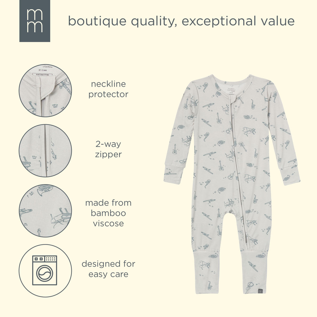 Baby & Kid Neutral Vapor Blue Snug Fit Footless Pajamas sleepwear modern moments™ by Gerber® 