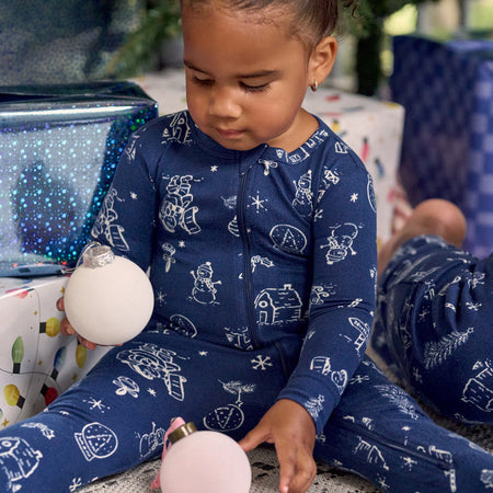 Baby & Toddler Neutral Navy Toile Snug Fit Footed Pajamas