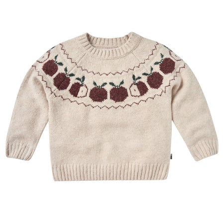 Toddler & Kid Girls Oatmeal Apples Jacquard Knit Sweater