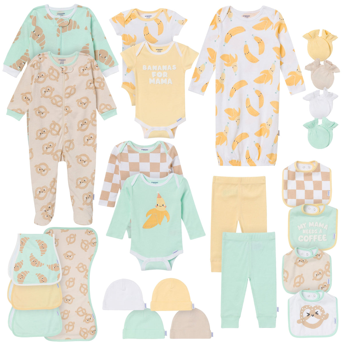 25-Piece Baby Neutral Bananas For Mama Layette outfits Onesies® Brand 