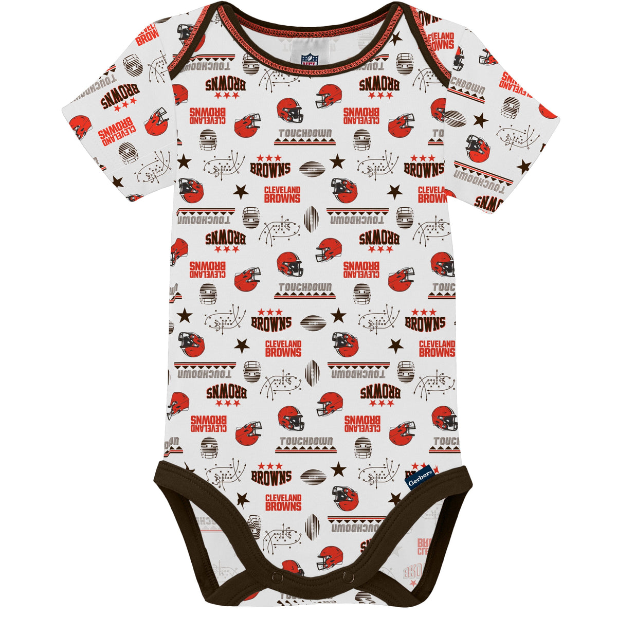 3-Pack Baby Boys Browns Short Sleeve Bodysuits