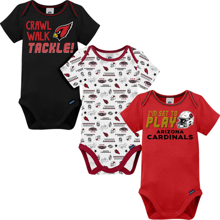 3-Pack Baby Boys Arizona Cardinals Short Sleeve Bodysuits