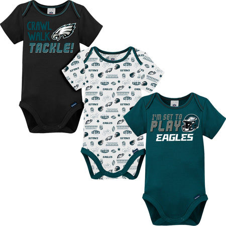 3-Pack Baby Boys Philadelphia Eagles Short Sleeve Bodysuits