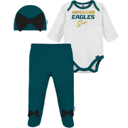 3-Piece Baby Girls Philadelphia Eagles Bodysuit, Pant, and Cap Set