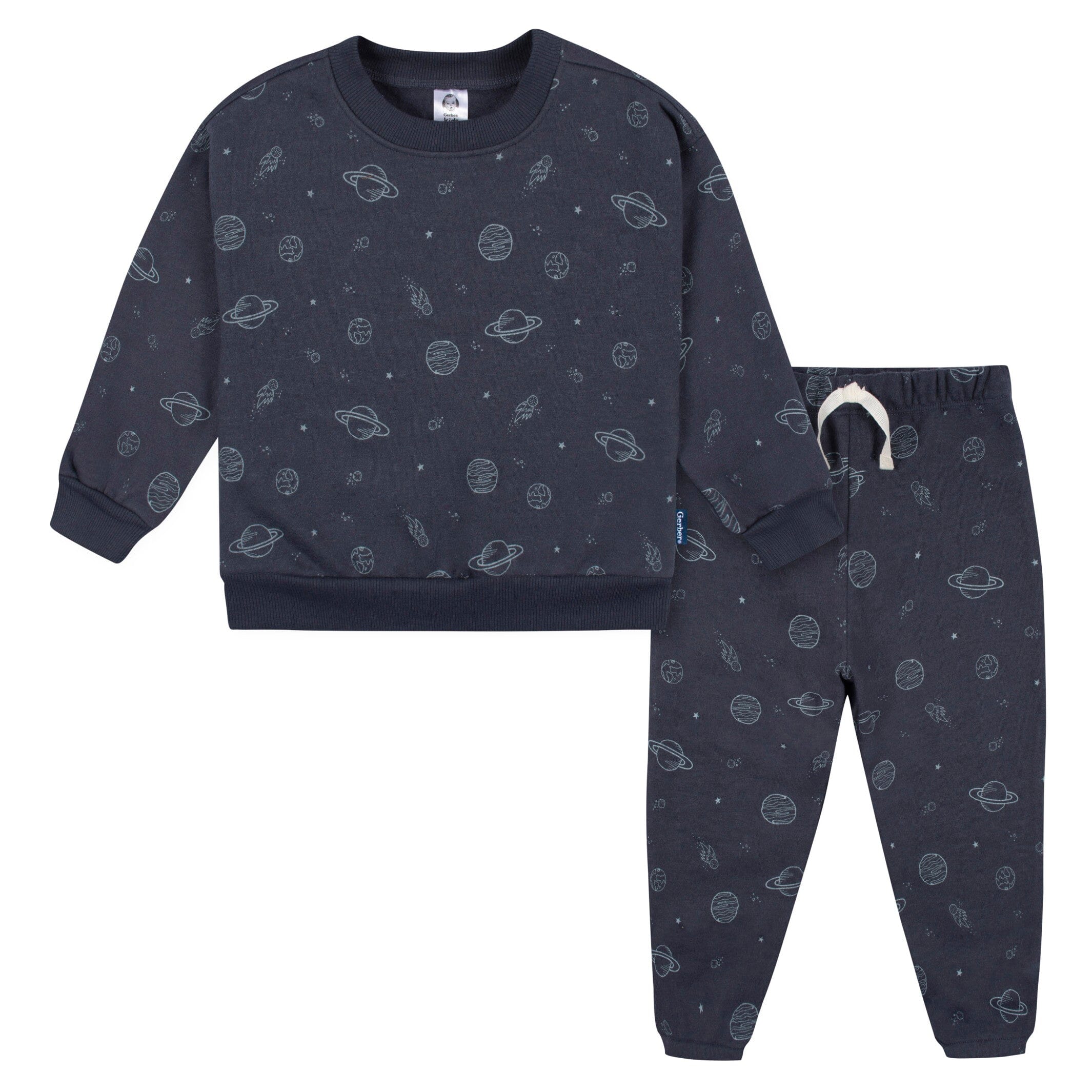 2-Multi Pc Sets Infant and Toddler Boys Navy Space Sweatshirt & Pant