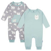 2-Pack Baby Boys Blue Polar Bear Rompers