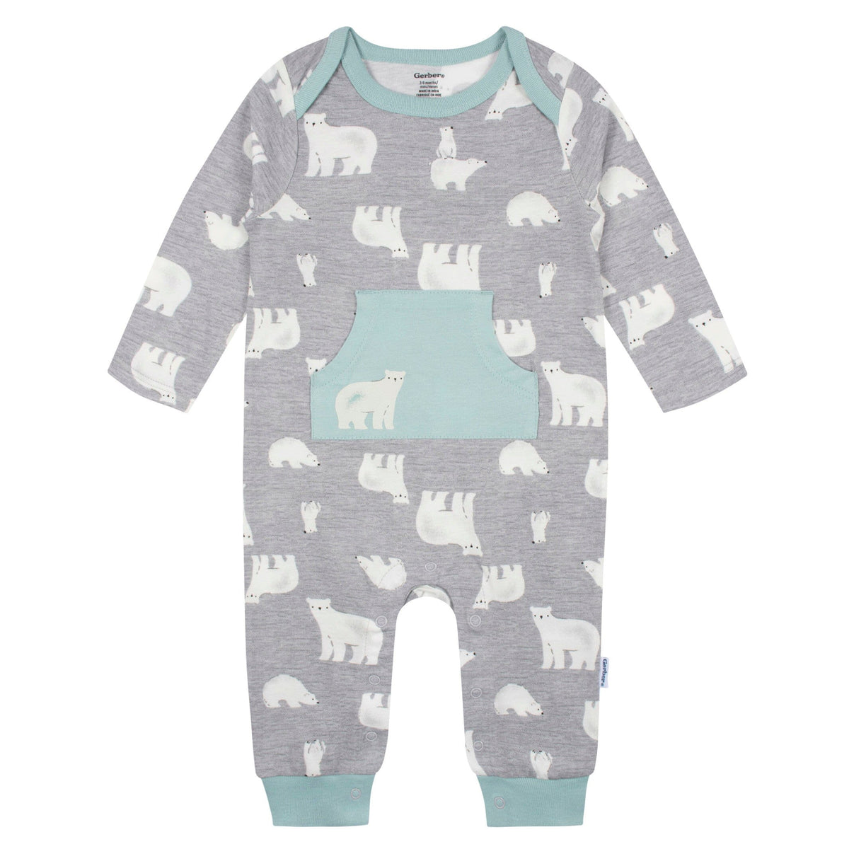 2-Pack Baby Boys Blue Polar Bear Rompers