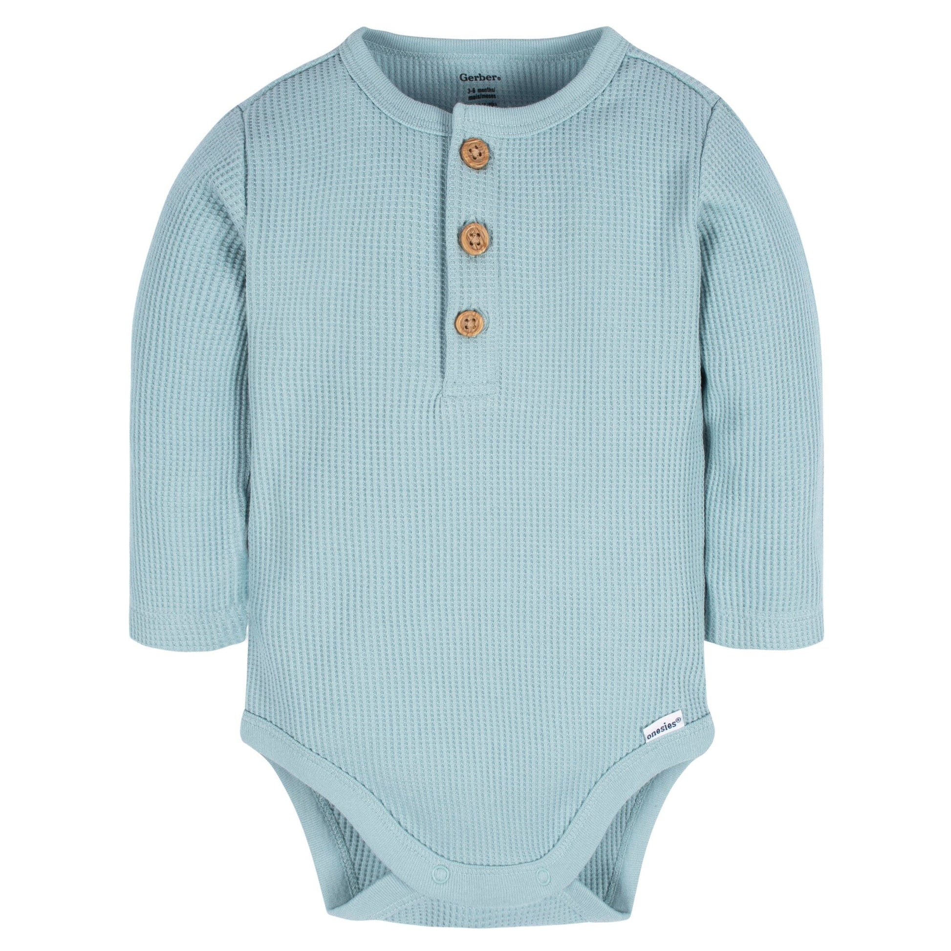 2-Pack Baby Boys Blue/Ivory Long Sleeve Onesies® Bodysuits