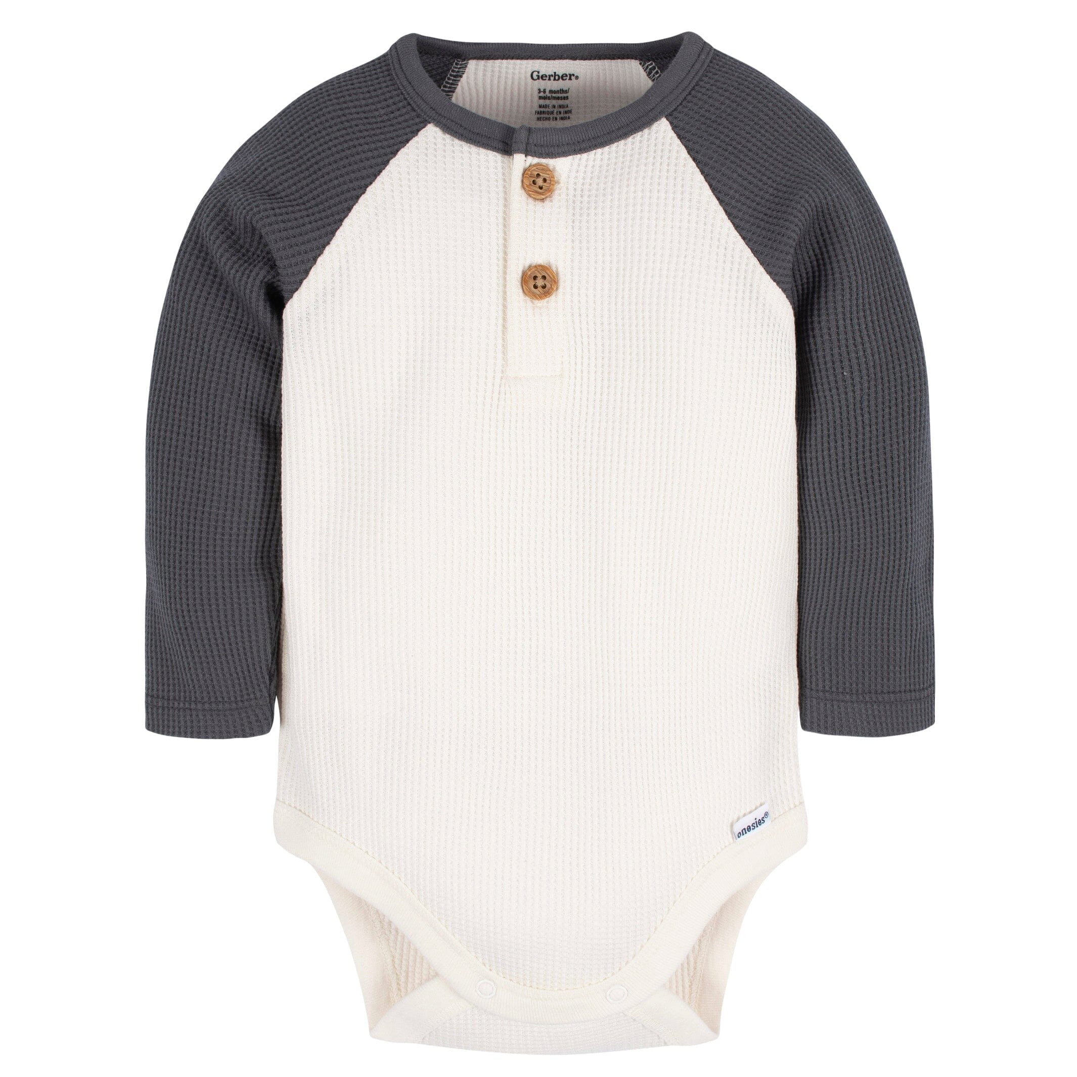 2-Pack Baby Boys Blue/Ivory Long Sleeve Onesies® Bodysuits