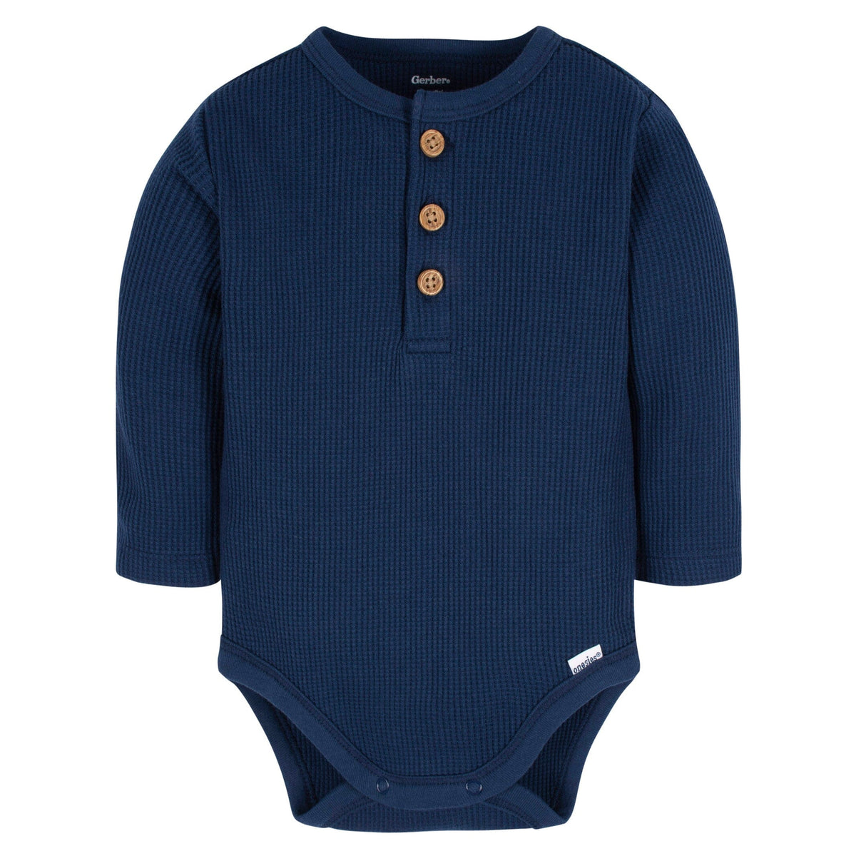 2-Pack Baby Boys Navy/Blue/Lt Grey Heather Long Sleeve Onesies® Bodysuits