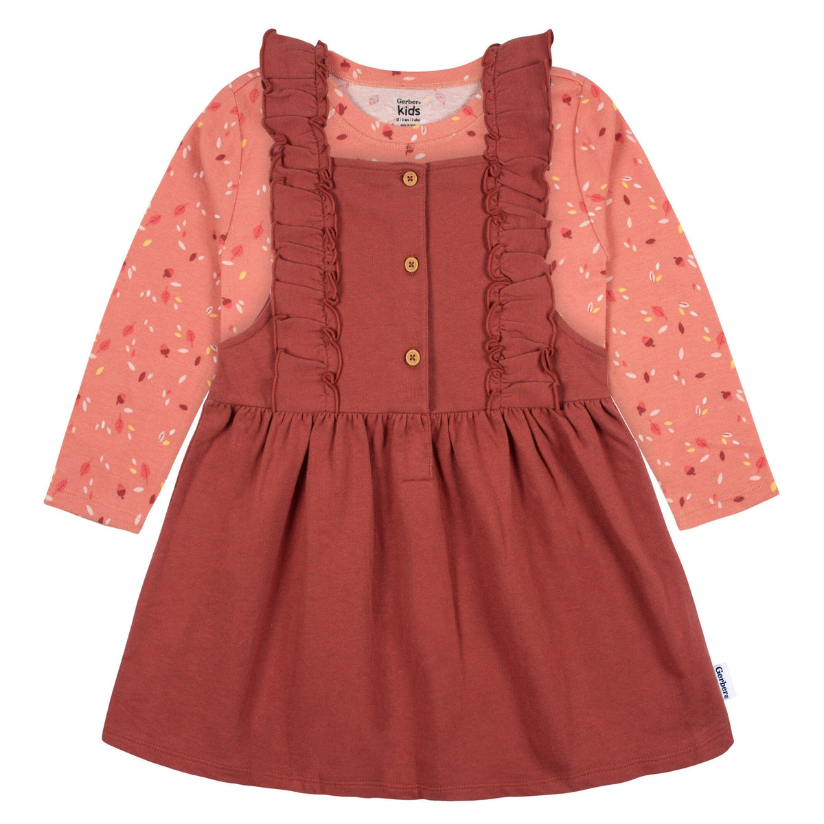 2-Piece Toddler Girls Orange Leaves Jumper & Top Set