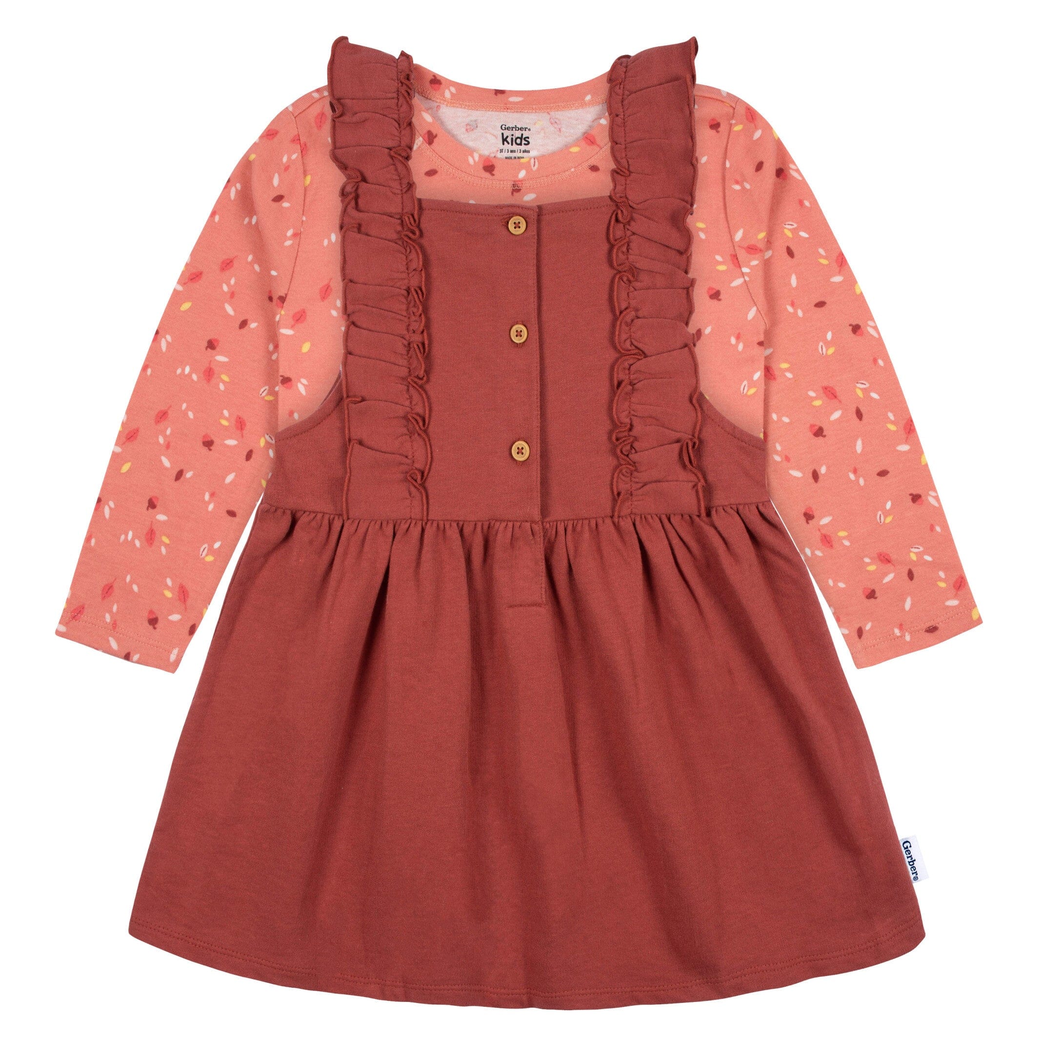2-Piece Toddler Girls Orange Leaves Jumper & Top Set