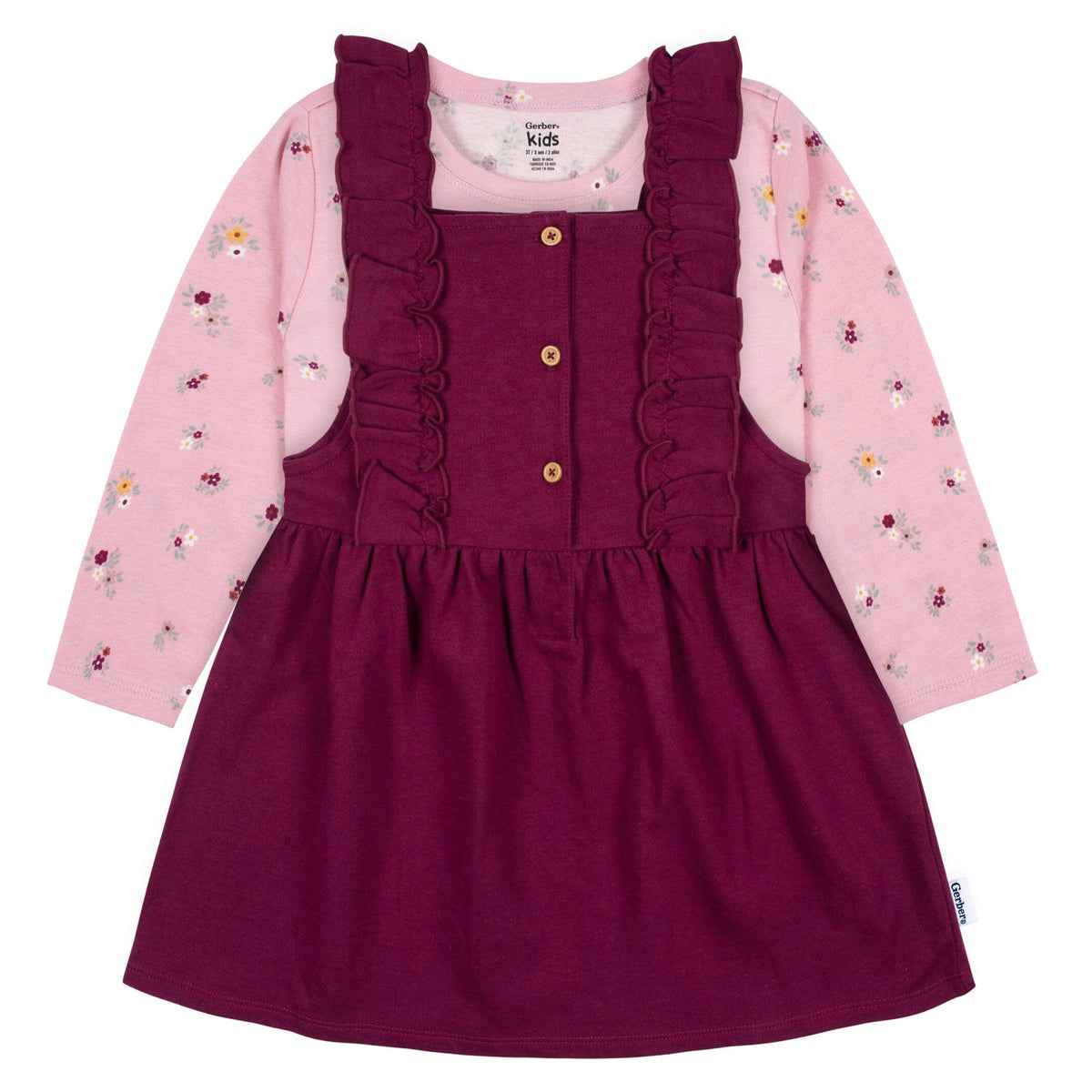 2-Piece Toddler Girls Purple Floral Jumper & Top Set