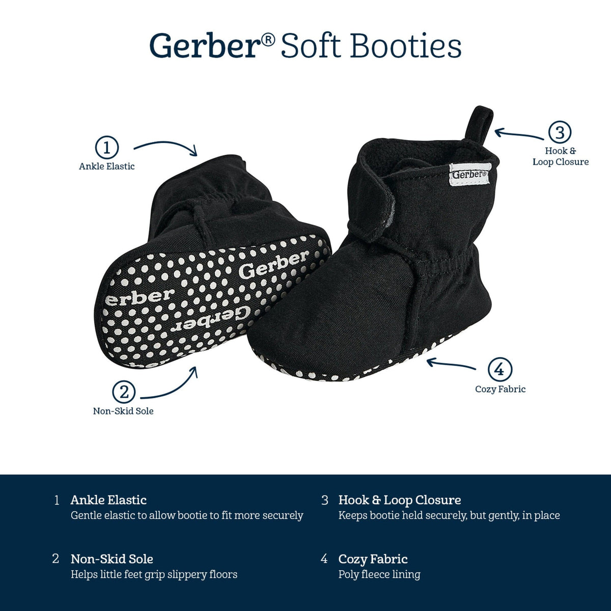 Baby Boys Black Soft Booties