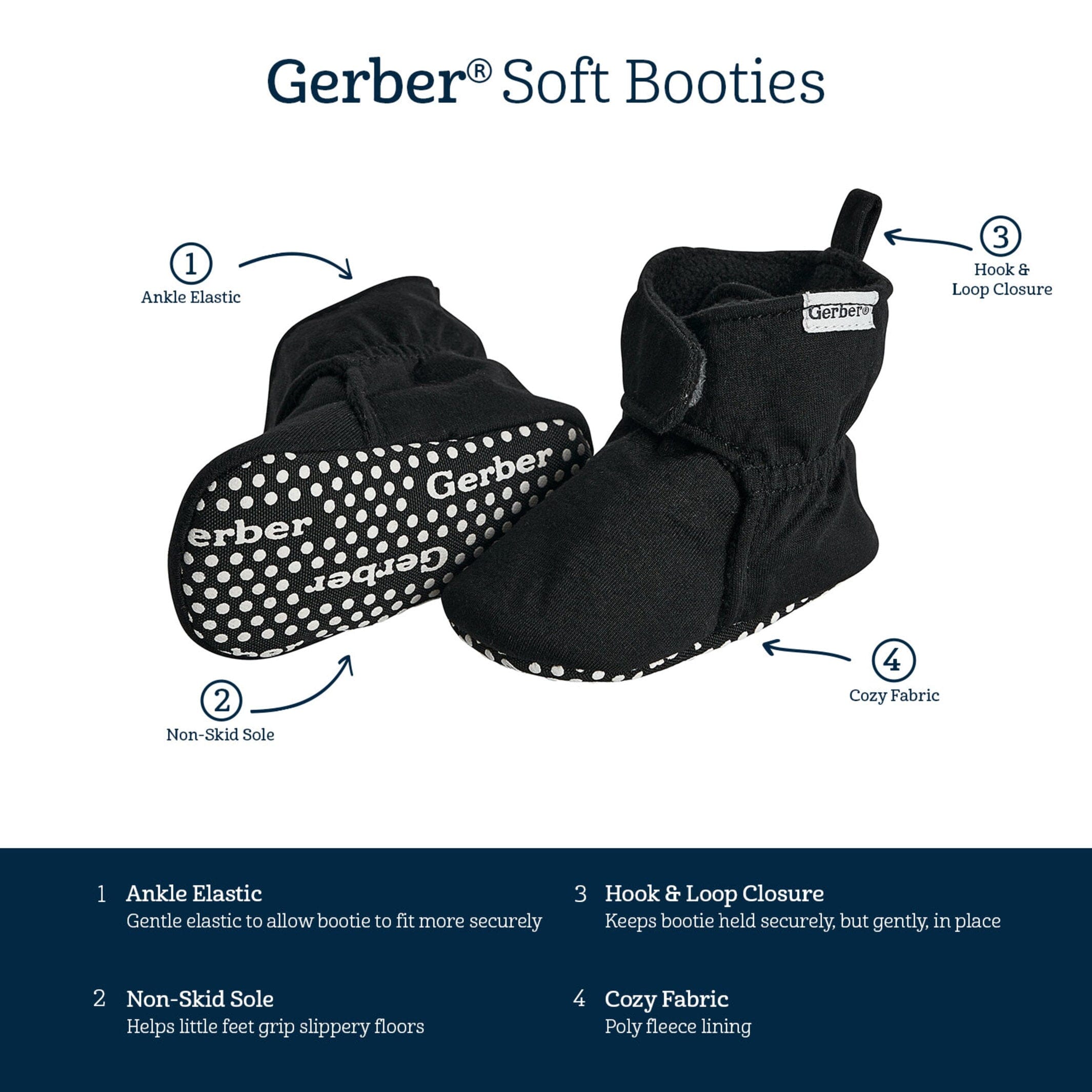 Baby Boys Black Soft Booties