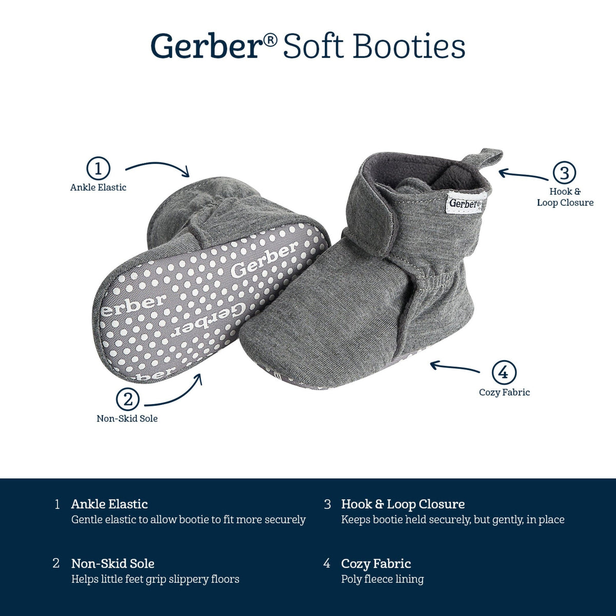 Baby Neutral Grey Heather Soft Booties