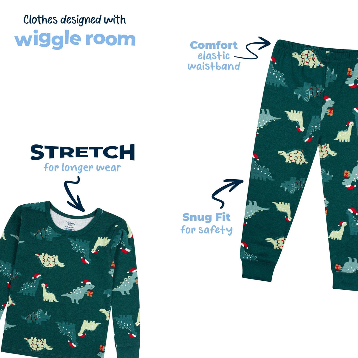 2-Piece Infant & Toddler Boys Holiday Dinos Cotton Pajamas Sleepwear Gerber® 