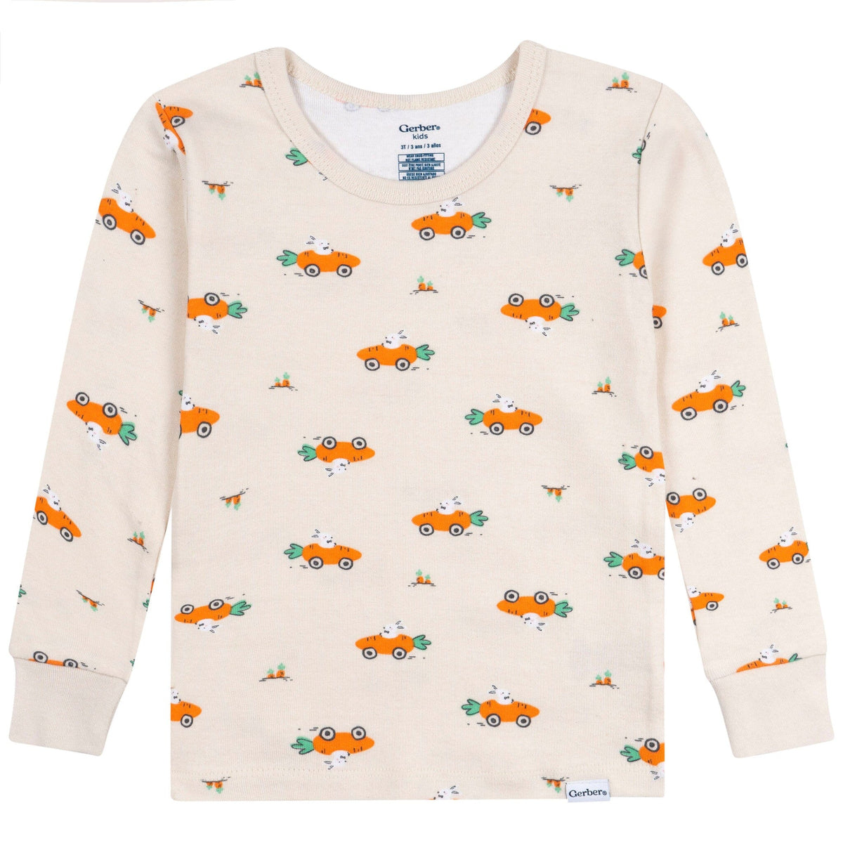 2-Piece Infant & Toddler Neutral Bunny Carrot Cars Cotton Pajamas Sleepwear Gerber® 