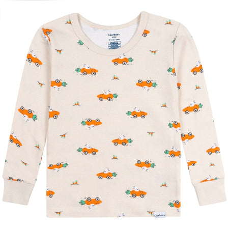 2-Piece Infant & Toddler Neutral Bunny Carrot Cars Cotton Pajamas