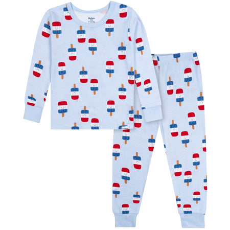 2-Piece Infant & Toddler Neutral Patriotic Popcicles Cotton Pajamas