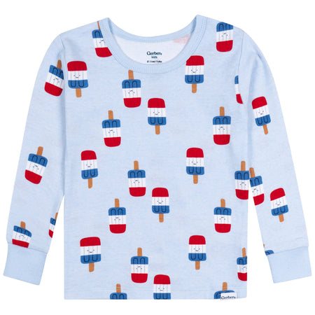 2-Piece Infant & Toddler Neutral Patriotic Popcicles Cotton Pajamas