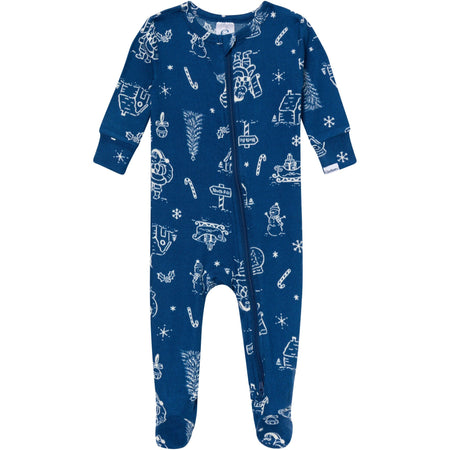 Baby & Toddler Neutral Navy Toile Snug Fit Footed Pajamas