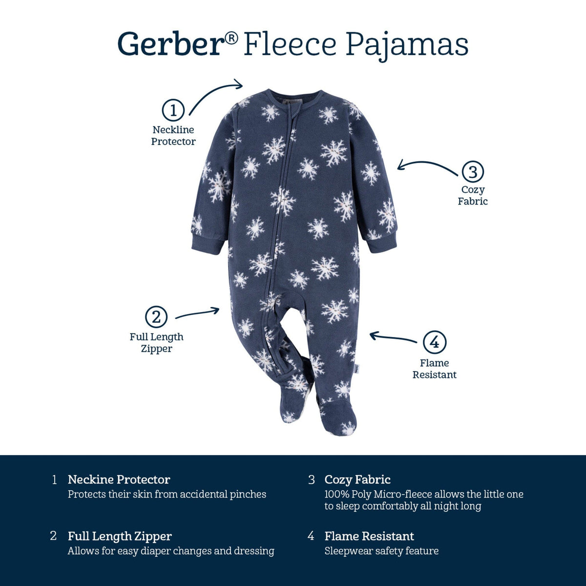 Baby & Toddler Boys Blue Snowflakes Footed Fleece Pajamas Sleepwear Gerber® 