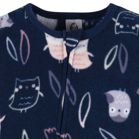 Baby & Toddler Girls Owls Footed Fleece Pajamas