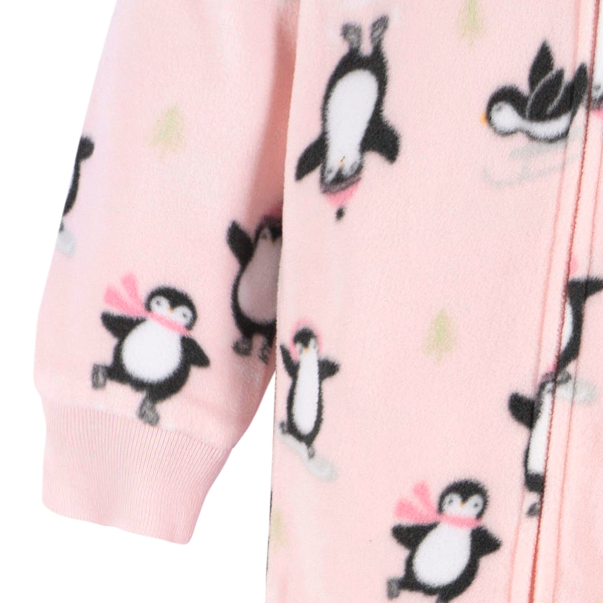 Baby & Toddler Girls Pink Penguins Footed Fleece Pajamas Sleepwear Gerber® 