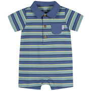 Baby Boys Blue & Green Collared Romper rompers Gerber® 