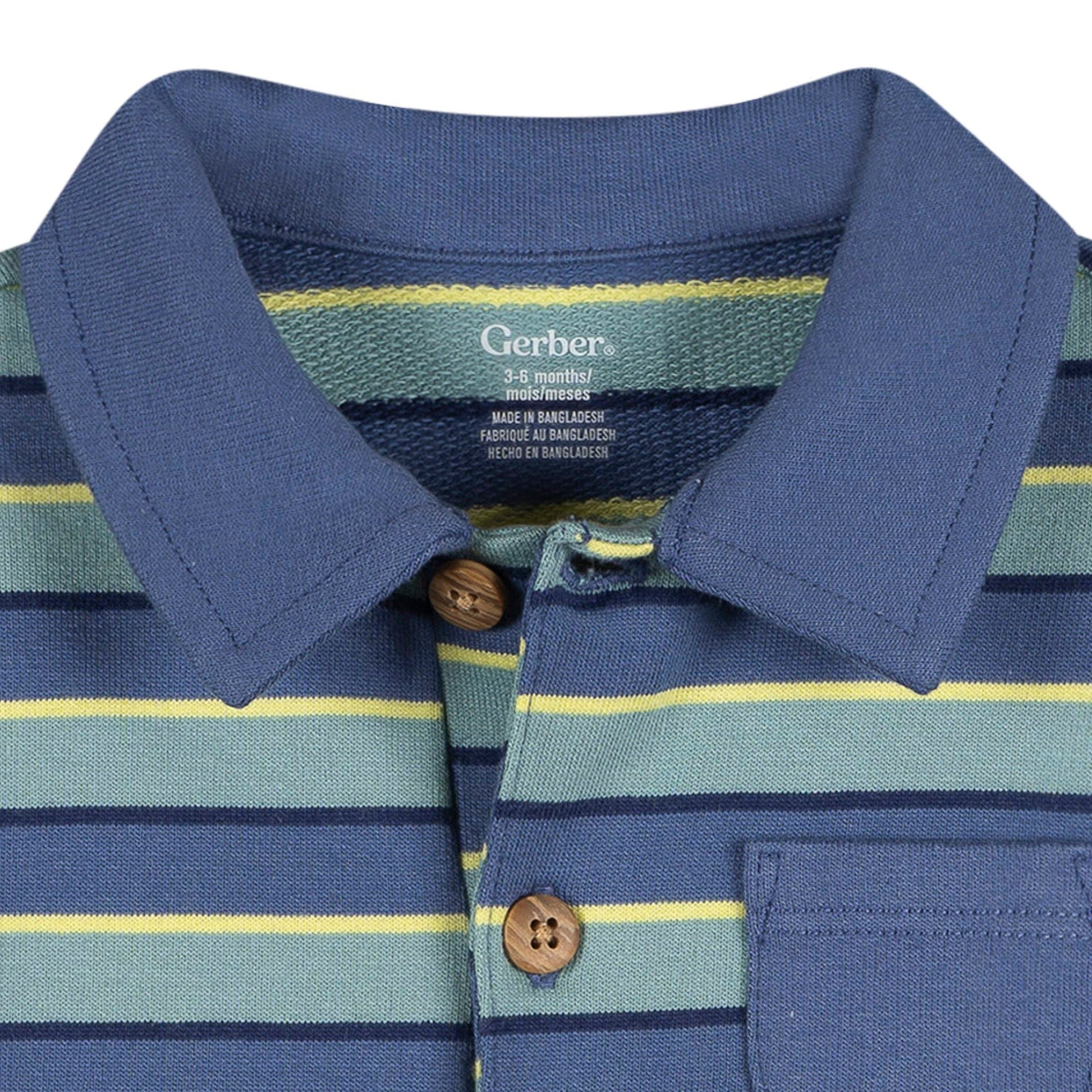 Baby Boys Blue & Green Collared Romper rompers Gerber® 