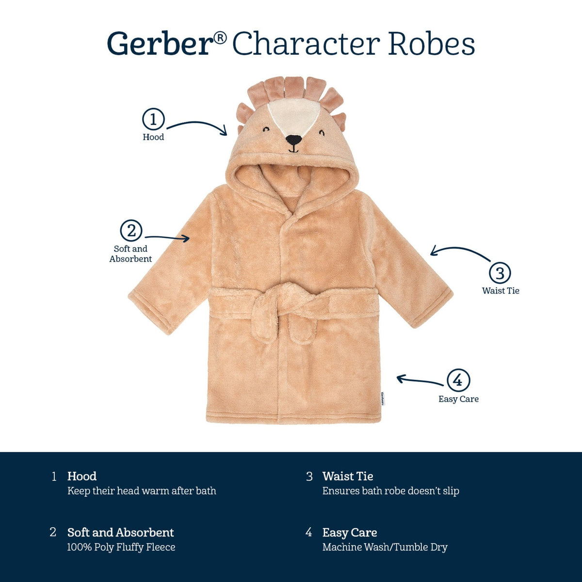 Baby Boys Brown Lion Robe