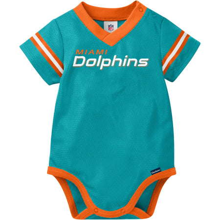 Baby Boys Miami Dolphins Short Sleeve Mesh V-Neck Bodysuit