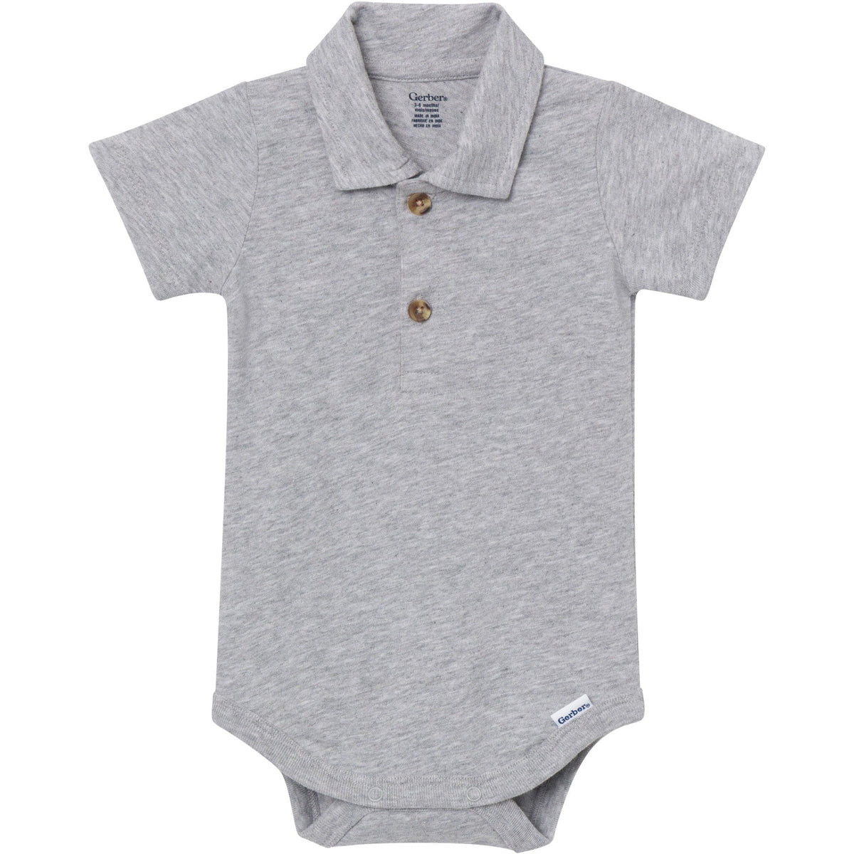 Baby Boys Gray Heather Polo Bodysuit Onesies Bodysuits Gerber® 