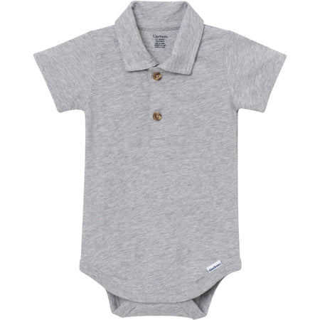 Baby Boys Gray Heather Polo Bodysuit