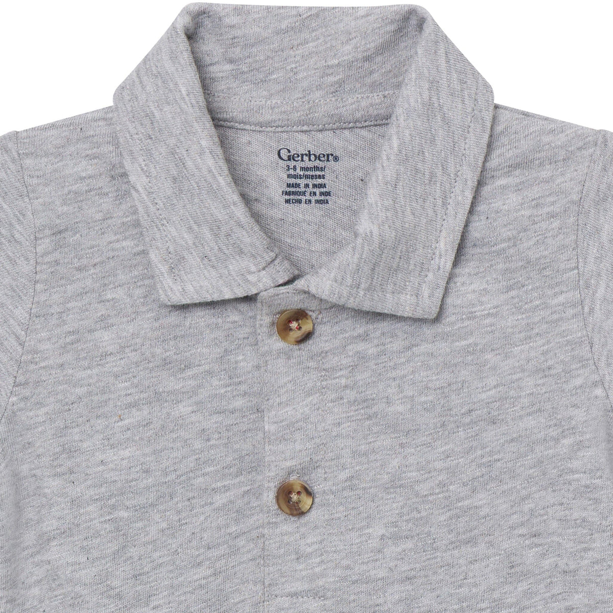 Baby Boys Gray Heather Polo Bodysuit Onesies Bodysuits Gerber® 