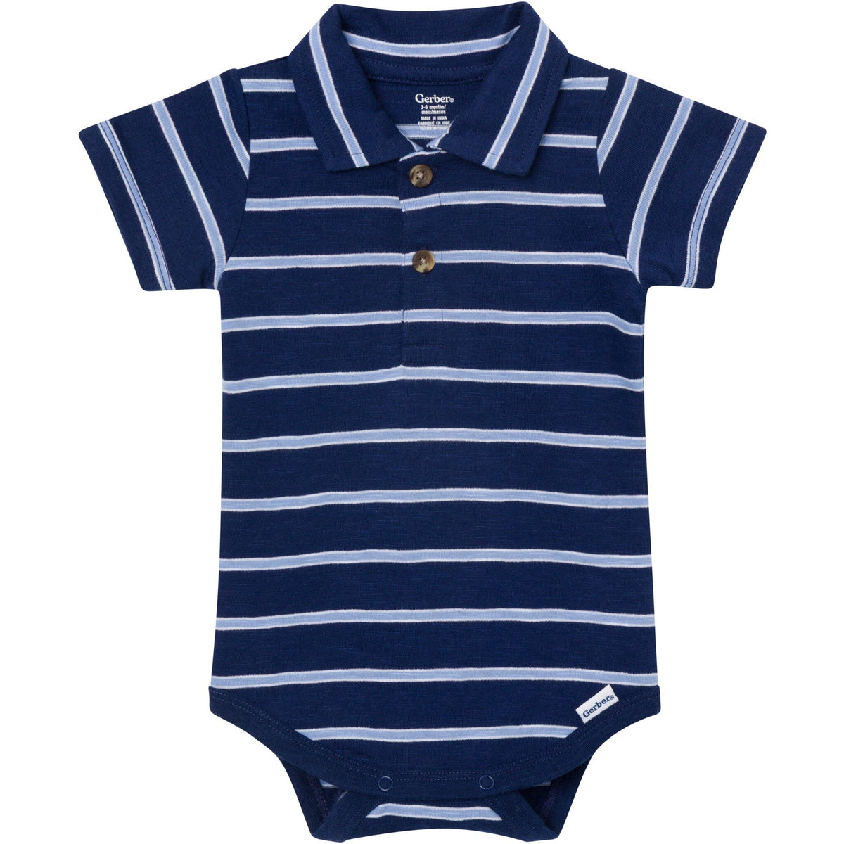 Baby Boys Navy Stripes Polo Bodysuit Onesies Bodysuits Gerber® 