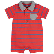 Baby Boys Red & Blue Collared Romper rompers Gerber® 