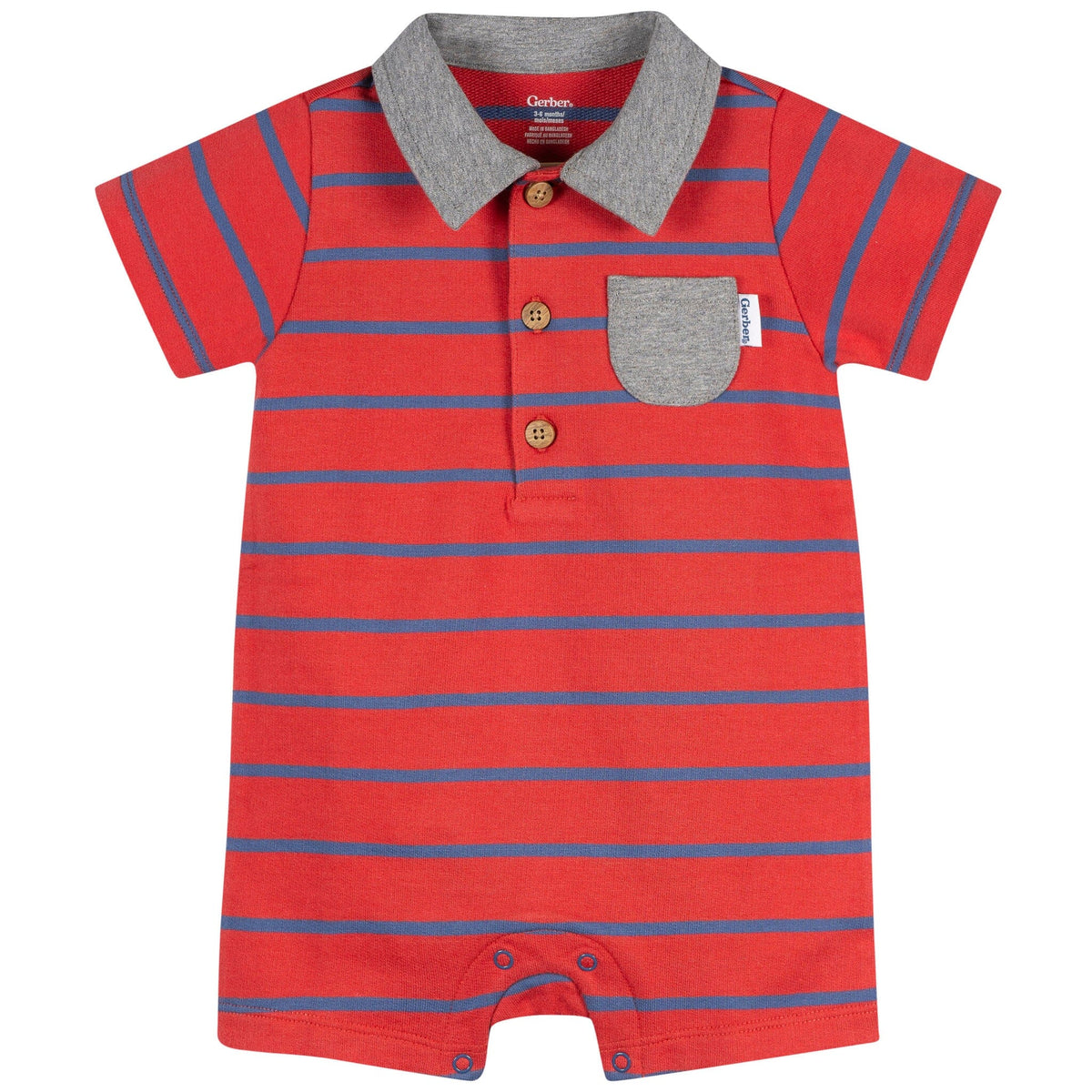 Baby Boys Red & Blue Collared Romper rompers Gerber® 