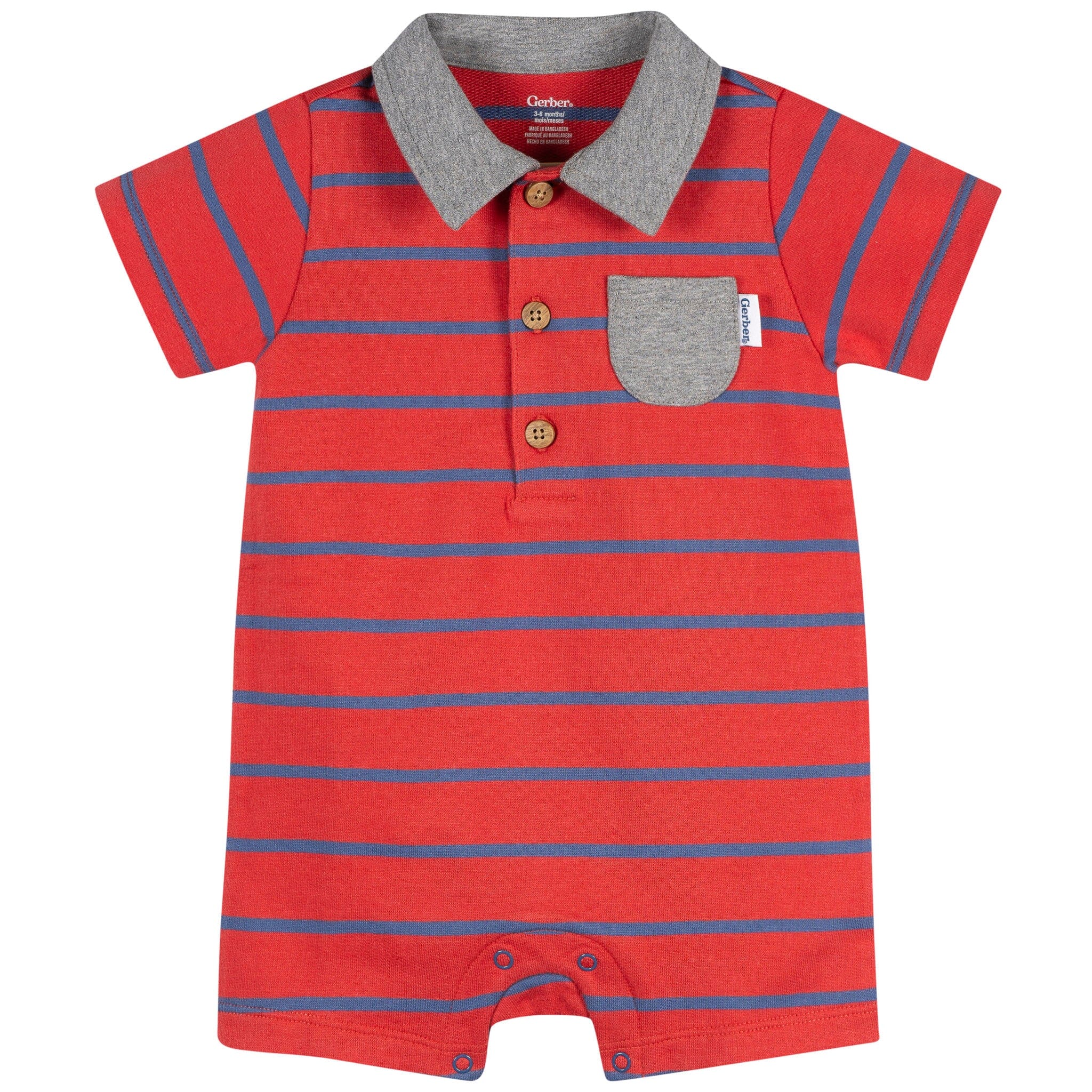 Baby Boys Red & Blue Collared Romper rompers Gerber® 