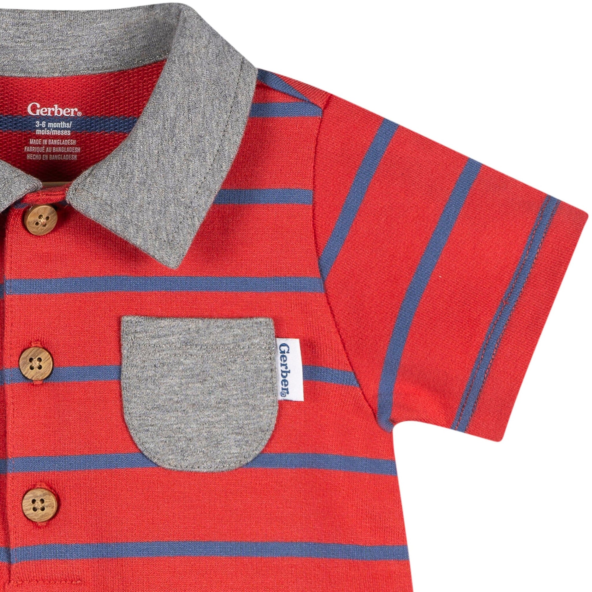 Baby Boys Red & Blue Collared Romper rompers Gerber® 