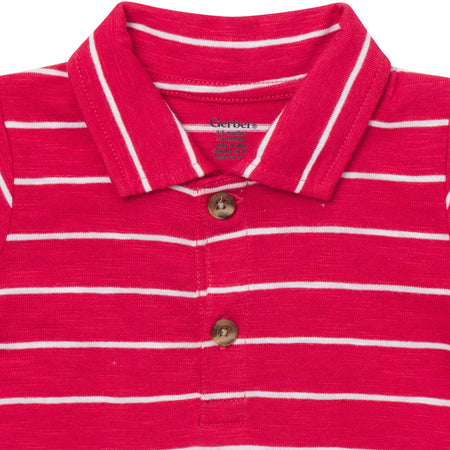 Baby Boys Red Stripes Polo Bodysuit
