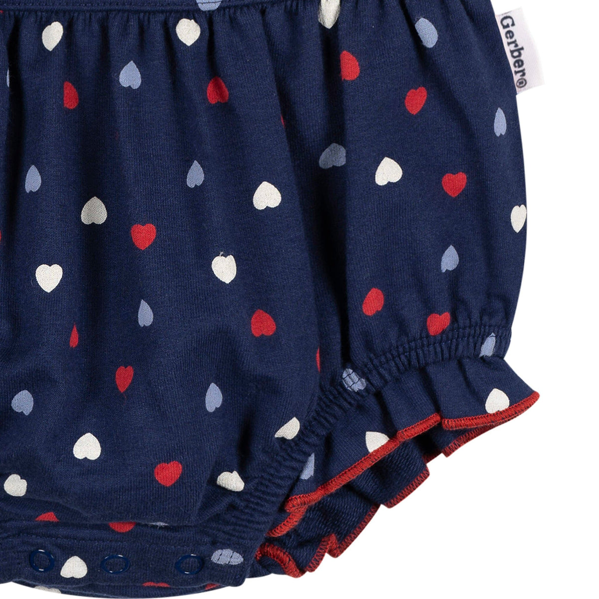 Baby Girls Blue Hearts Ruffle Strap Bubble Romper rompers Gerber® 