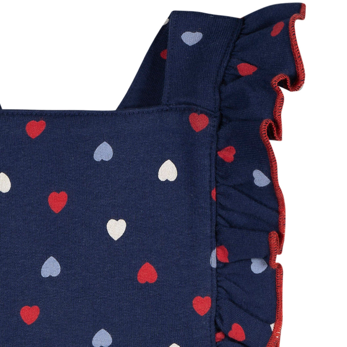 Baby Girls Blue Hearts Ruffle Strap Bubble Romper rompers Gerber® 