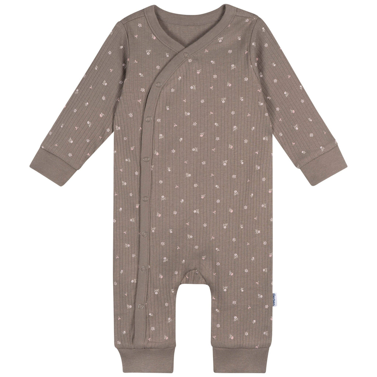 Baby Girls Brown Flowers Footless Pajamas Sleepwear Gerber® 