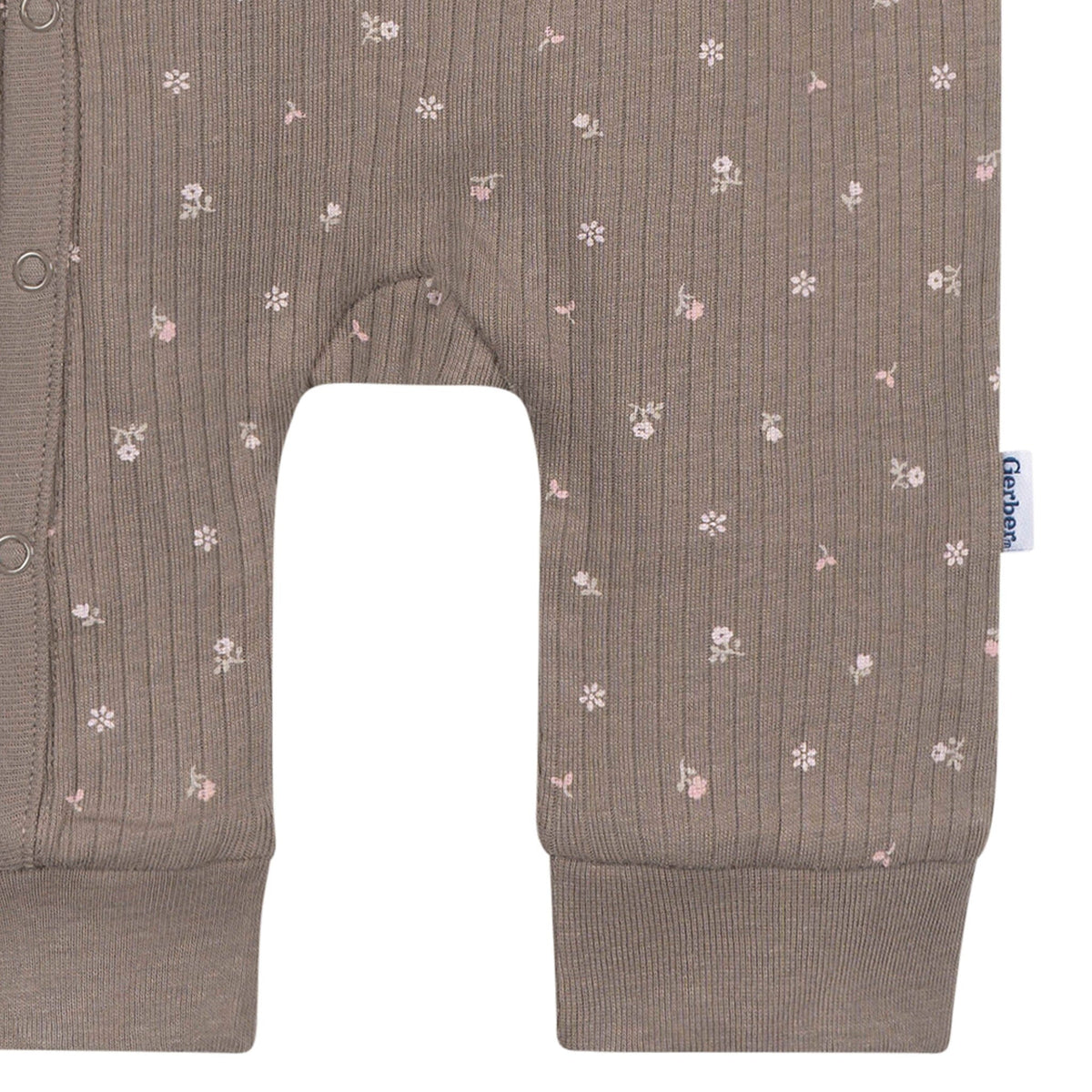 Baby Girls Brown Flowers Footless Pajamas Sleepwear Gerber® 
