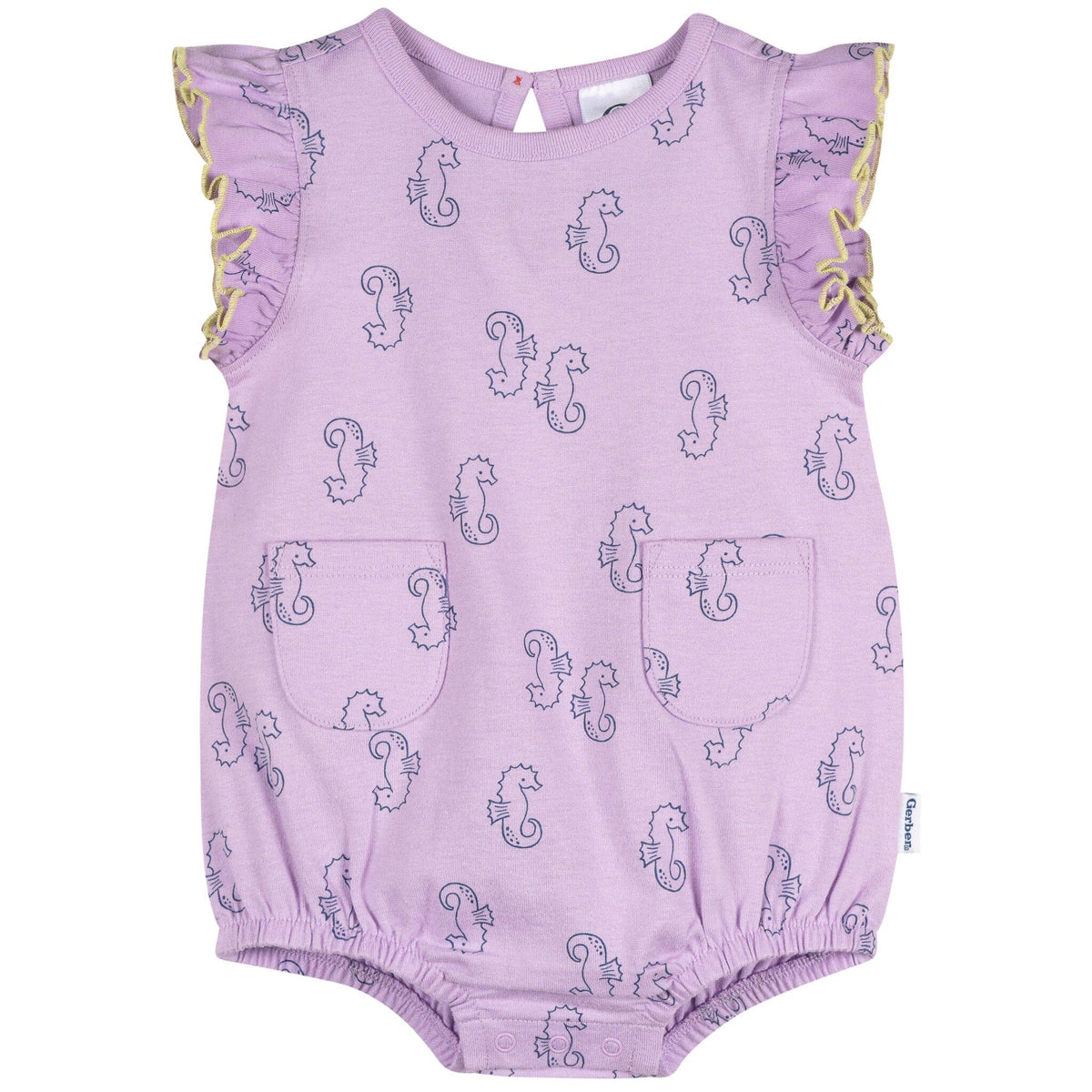 Baby Girls Purple Seahorses Pocket Romper rompers Gerber® 