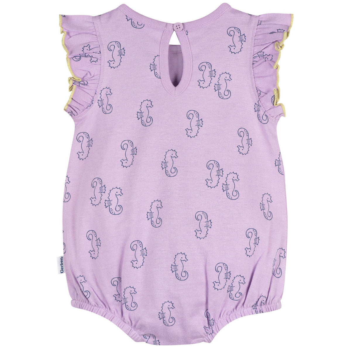 Baby Girls Purple Seahorses Pocket Romper rompers Gerber® 