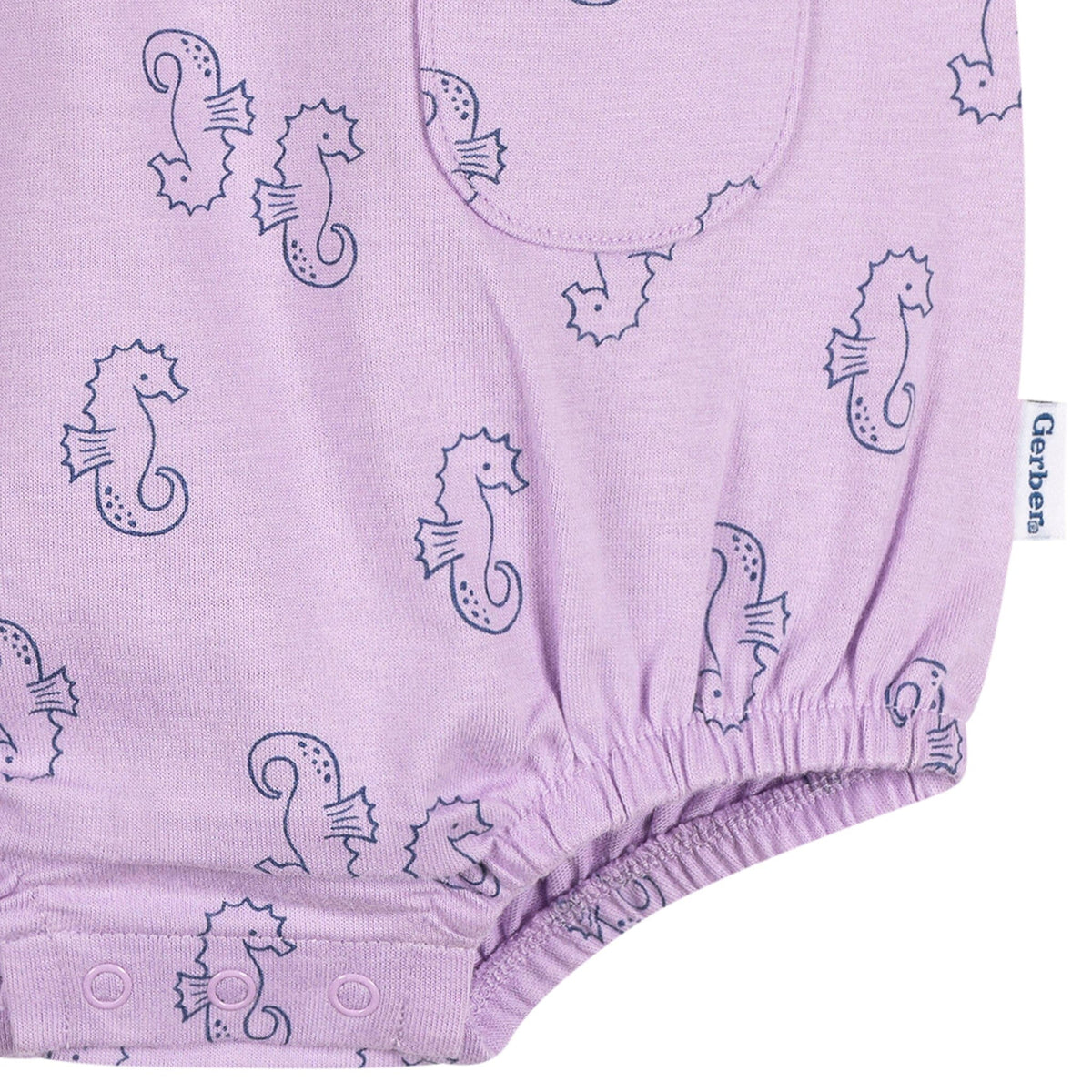 Baby Girls Purple Seahorses Pocket Romper rompers Gerber® 