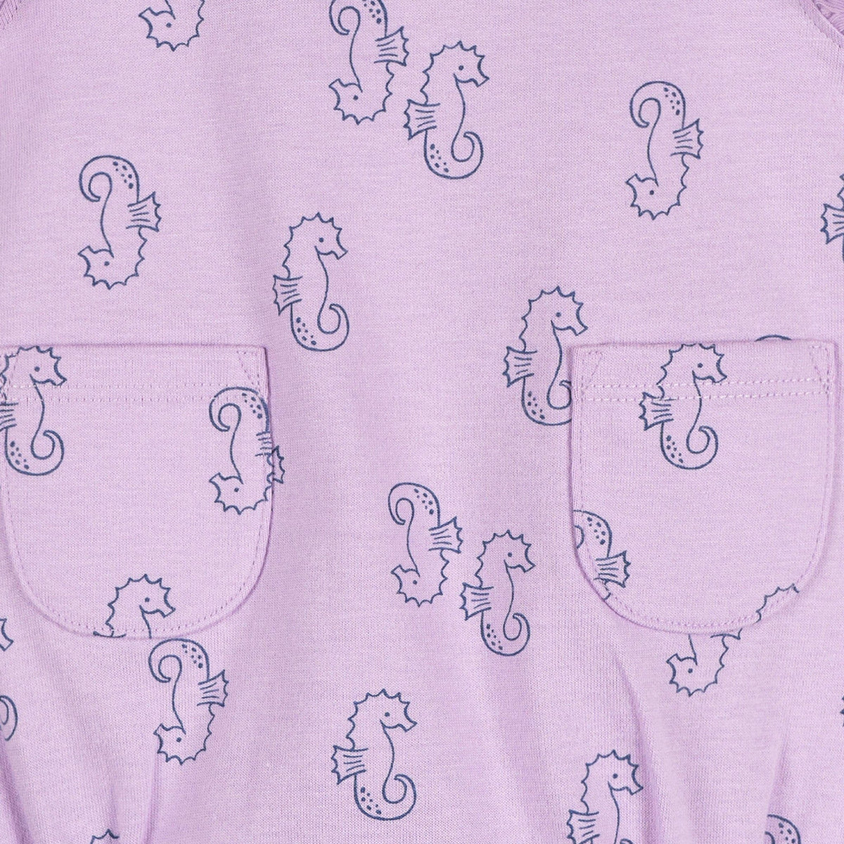 Baby Girls Purple Seahorses Pocket Romper rompers Gerber® 